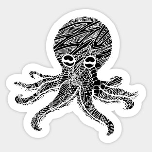 Octopus Zentangle - White Sticker